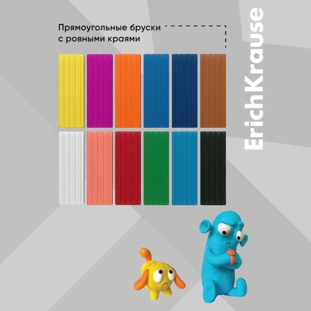 Plasticine 12 colors, 216 g, Erichkrause "Jolly Friends", with a stack, in cardboard packaging-5
