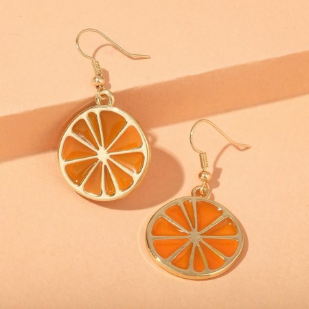 Earrings Assorted "Orange" halves, orange color in gold-1