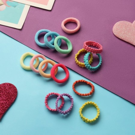 Hair elastic band "Fleeca" (set 46 pcs ± 2) color wave, 2 cm, mix-1