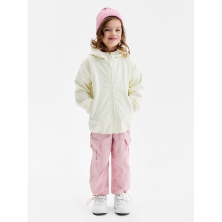 Demisason windbreaker for girls Minaku from SoftShell on fleece, waterproof, light gray, height 128 cm-1