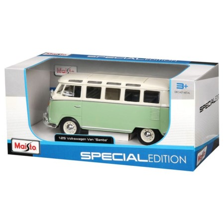 MASTO DIE-CAST Volkswagen Van Samba, opening doors, 1:25, green color-12