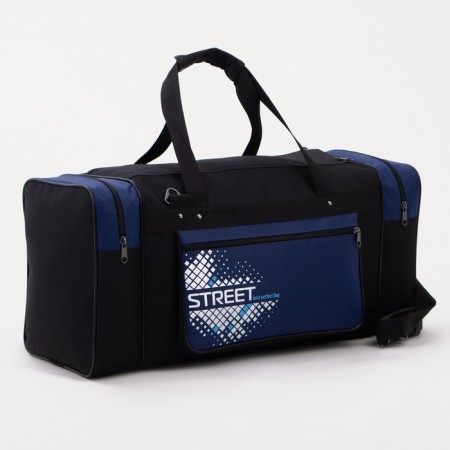 Road bag, 3 parts on lightning, external pocket, long belt, black/blue color