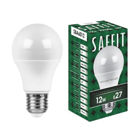 LED LED SAFFIT SBA6012, A60, E27, 12 W, 230 V, 2700 K, 1100 lm, 220 °, 112 x 60 mm