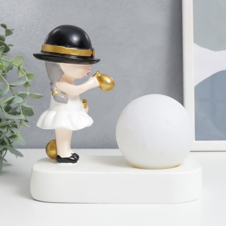 Souvenir Polystone Light "Baby in a black hat, with a gold bubble at the ball" 16.5x8x16 cm-4