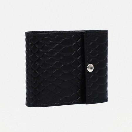 Women's wallet on the button, black color