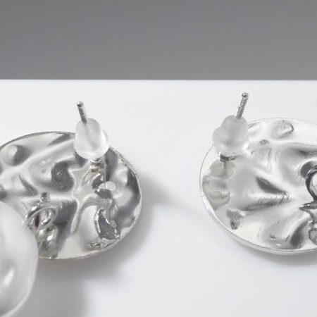 Earrings with pearls "Nephas", white color in silver-1