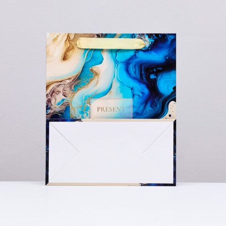 Laminated vertical Pressent, blue-beige, 23 x 27 x 11.5 cm-1