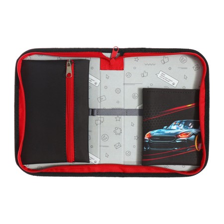 Penal 1 section 140 x 210 x 40 mm, folding pocket and cosmetic bag, fabric, calligrata topontent "Cool car"-5