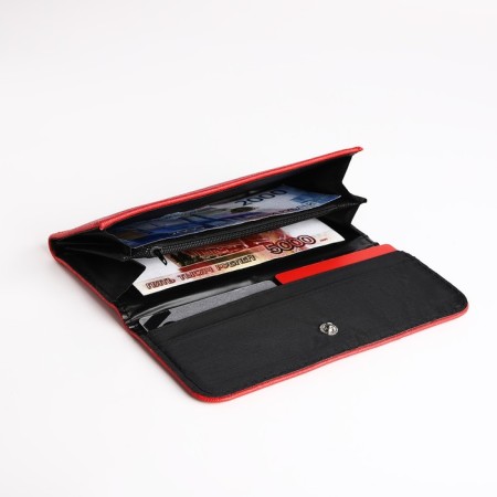 Women's wallet on the button, red color-3