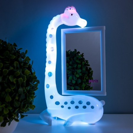 A table lamp with a photo frame, a mirror "Giraffe" LED 3W USB RGB white 17x8x30 cm Risalux-3