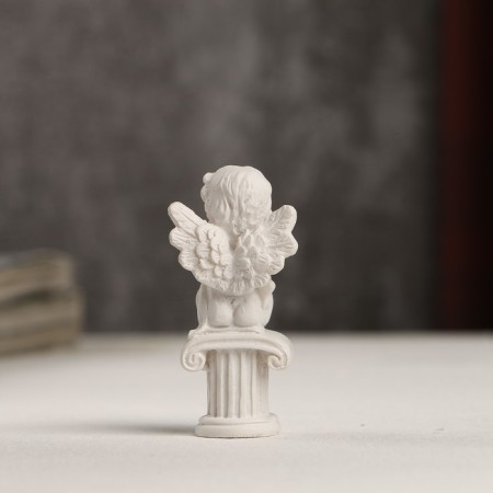 Polystone souvenir "Snowthrough angel on the column" 5.5x2.4x2.6 cm-2