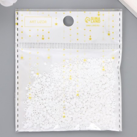 Glass beads 11/0 "cylinder. White gloss" 10 g-3