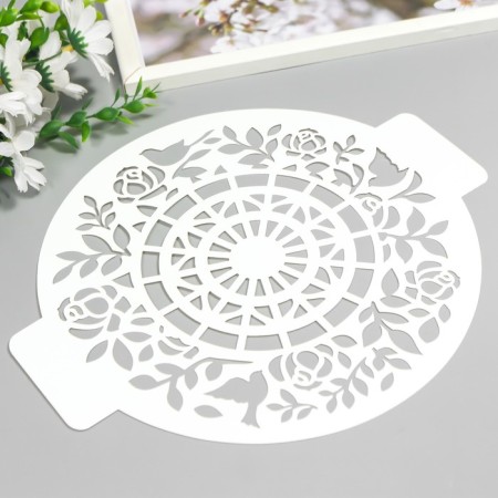 Stencil plastic "Pattern with birds" D-24 cm-1