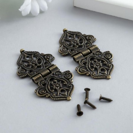 Loop for the casket metal "Disorder with flowers" bronze + nails 5.3x2.8 cm-1