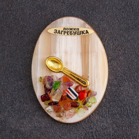 Magnet "Spoon of Zagrebushka", Selenite, Metal, Minerals, 5.1 x 3.5 cm-3
