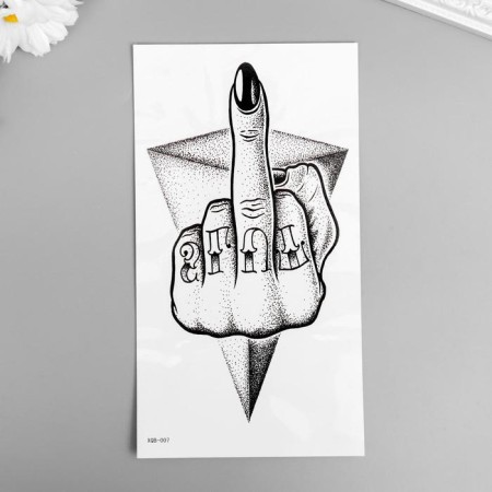 Tattoo on the body Black "Middle finger" 21x15 cm
