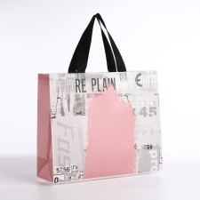 Bag without fastening, gray/pink color