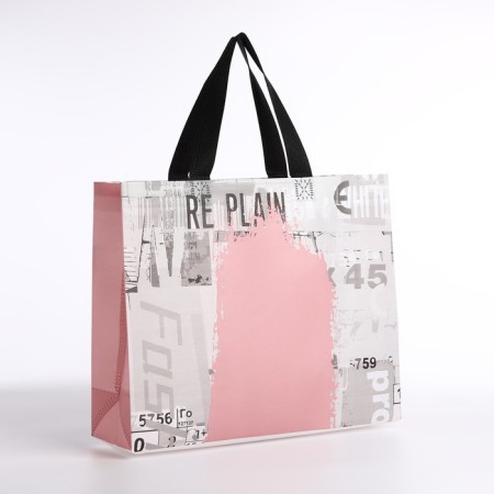 Bag without fastening, gray/pink color