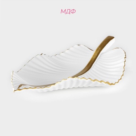 Fruit dish "leaf", 35.5 × 20 × 5 cm, gold color with white-1