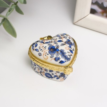 Coramics Coramics Heart "Blue Fairytale Flowers" 4,2x4.7x3 cm