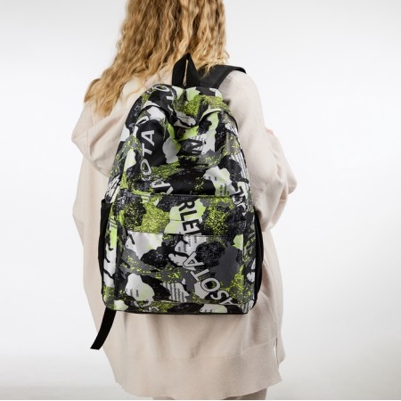 Youth backpack from textiles, 3 pockets, yellow/gray color-5