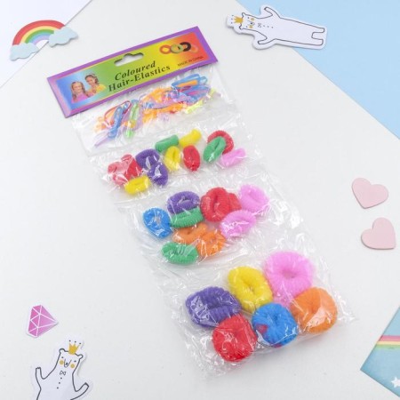 Hair elastic bands "Mahrushka" bright (set of 31 pcs. + Silicone) Assorted