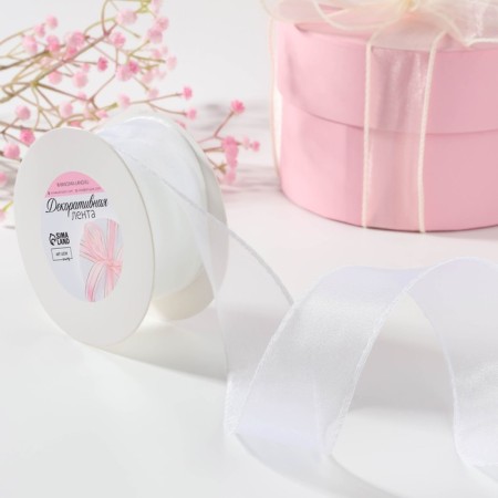 Capronomic ribbon “Wave”, 50 mm, 10 ± 1 m, white color