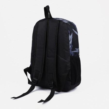 A backpack with a zipper, 3 external pockets, black/gray color-3