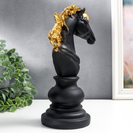 Souvenir Polystone "Chess Figure - Horse" Black with gold mix 27x11.4x14.2 cm-6