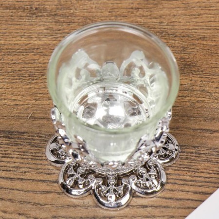 Glass 1 Candle "Pattern", silver color-3