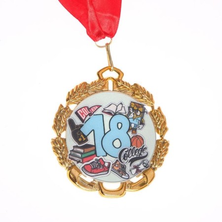 Jubilee medal with a ribbon "18 years", d = 70 mm