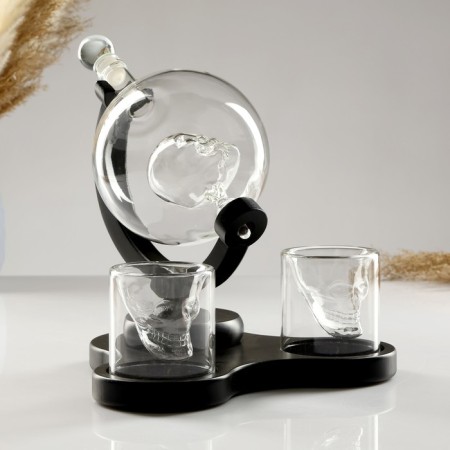 Mini -bar skull, on a stand, skeleton - 850 ml, glasses - 80 ml, 23.5 x 26.5 x 24 cm-1