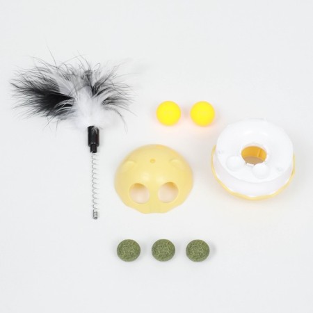 Nevali toy with cat mint and feather, 9.5 cm, yellow-6