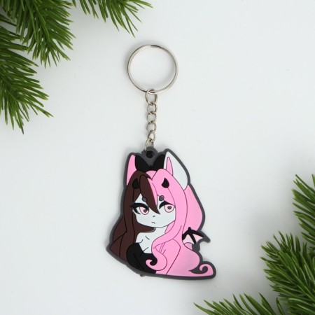 Key keychain, rubber, anime "Chibi", 6.2 x 5.3 cm