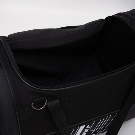 Road bag, 3 parts on zippers, external pocket, long belt, black color-2
