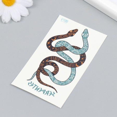 Tattoo on the body color "Two snakes. Heavenly patterns" 10.5x6 cm-2