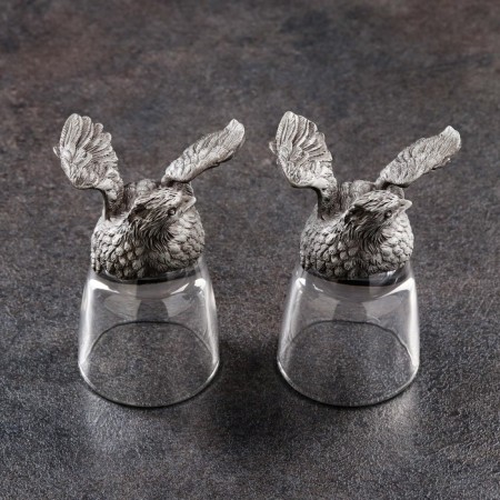 A set of 2 stacks-frauds "partridge", d = 4.5cm h = 8.5cm-4