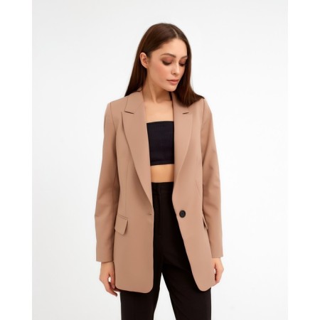 Jacket female single -breasted mist size 48, beige color-1