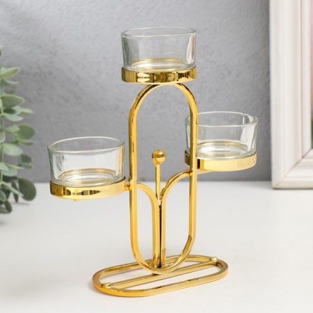 Summary metal for 3 candles "oval" d = 4.5 cm gold 6x15x17 cm-2