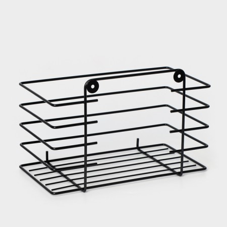 Direct shelf for a bathroom with high sides, 24.5 × 13 × 16.5 cm, black color-4