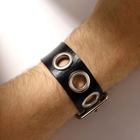 Bracelet Unisex "Hardcore" strap, black color in silver-3