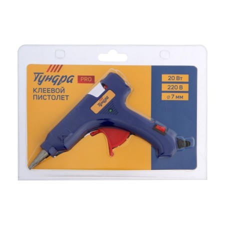 Glue pistol tundra tundra 20 watts, 220 V, switch, indicator, anticapap, 1.2 m, 7 mm