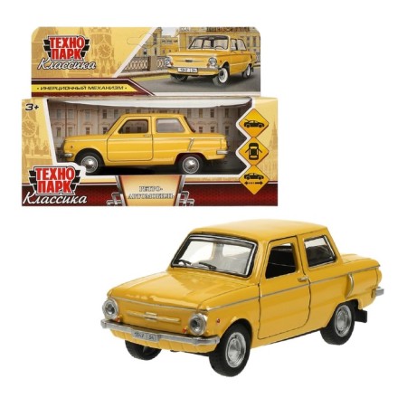 Metal machine "ZAZ -968A", retro - model "Zaporozhets", doors, trunk, inertia, 12 cm yellow are opened