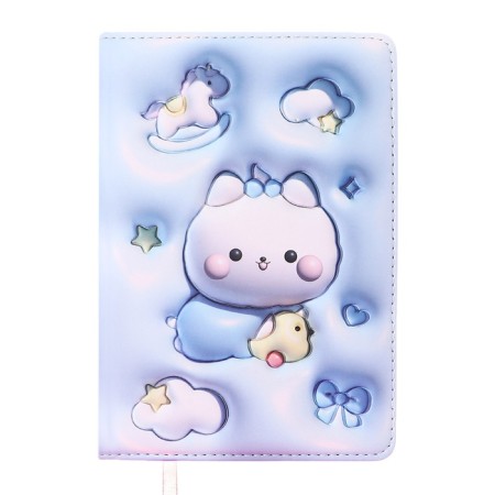 Note book B6, Devente Kitty, 192 sheets, hard cover, artificial leather with foam rubber, 70g/m2, mix-3
