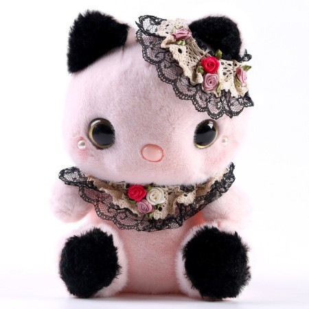 Soft toy "cat" with beads, 22 cm, pink color-5