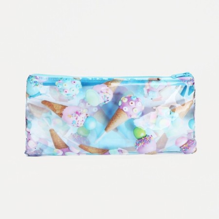 Cosmetic bag-penete on zipper, PVC, blue color-1