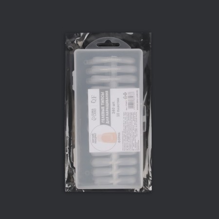 Gel tips for nail extension, 240 pcs, a soft square, full matte coating, in a container, color transparent color-9