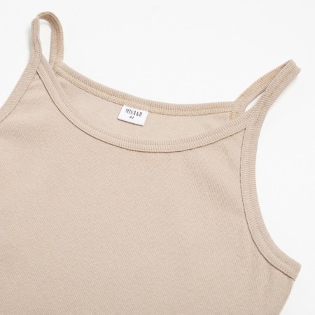 T-shirt shortened female minku: Basic line beige color, river 44-7