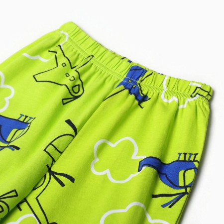 Pajamas for boys, green color/aircraft, height 92 cm-3