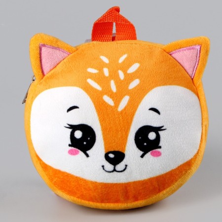 Baby plush backpack for a girl, round Lisenok, 18 × 18 cm-2